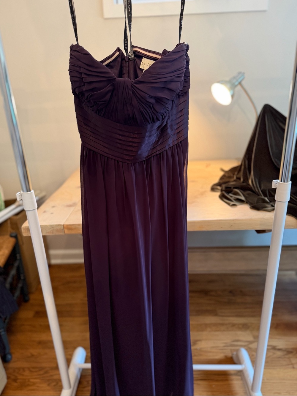 Bill Levkoff Deep Purple Chiffon Gown